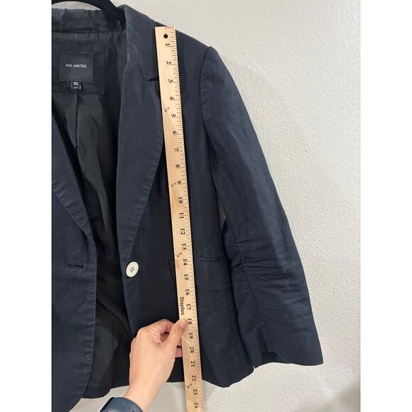 The Limited women's Linen Scrunch 3/4 Sleeve office black Jacket Blazer - Small - Picture 6 of 7